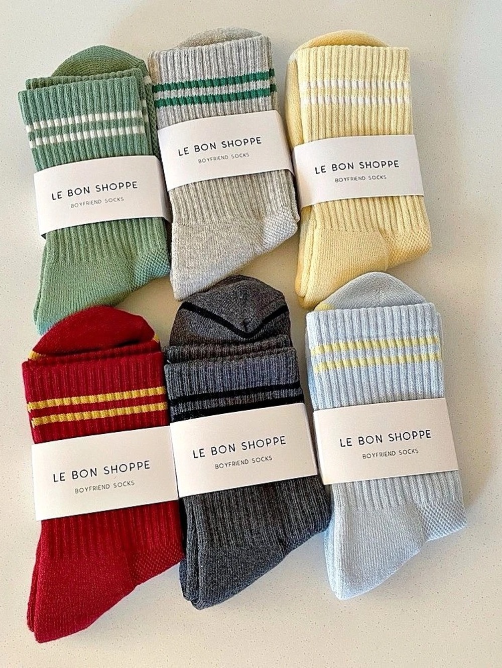 Le Bon Shoppe Boyfriend Socks 6-Pair Striped Set NWT